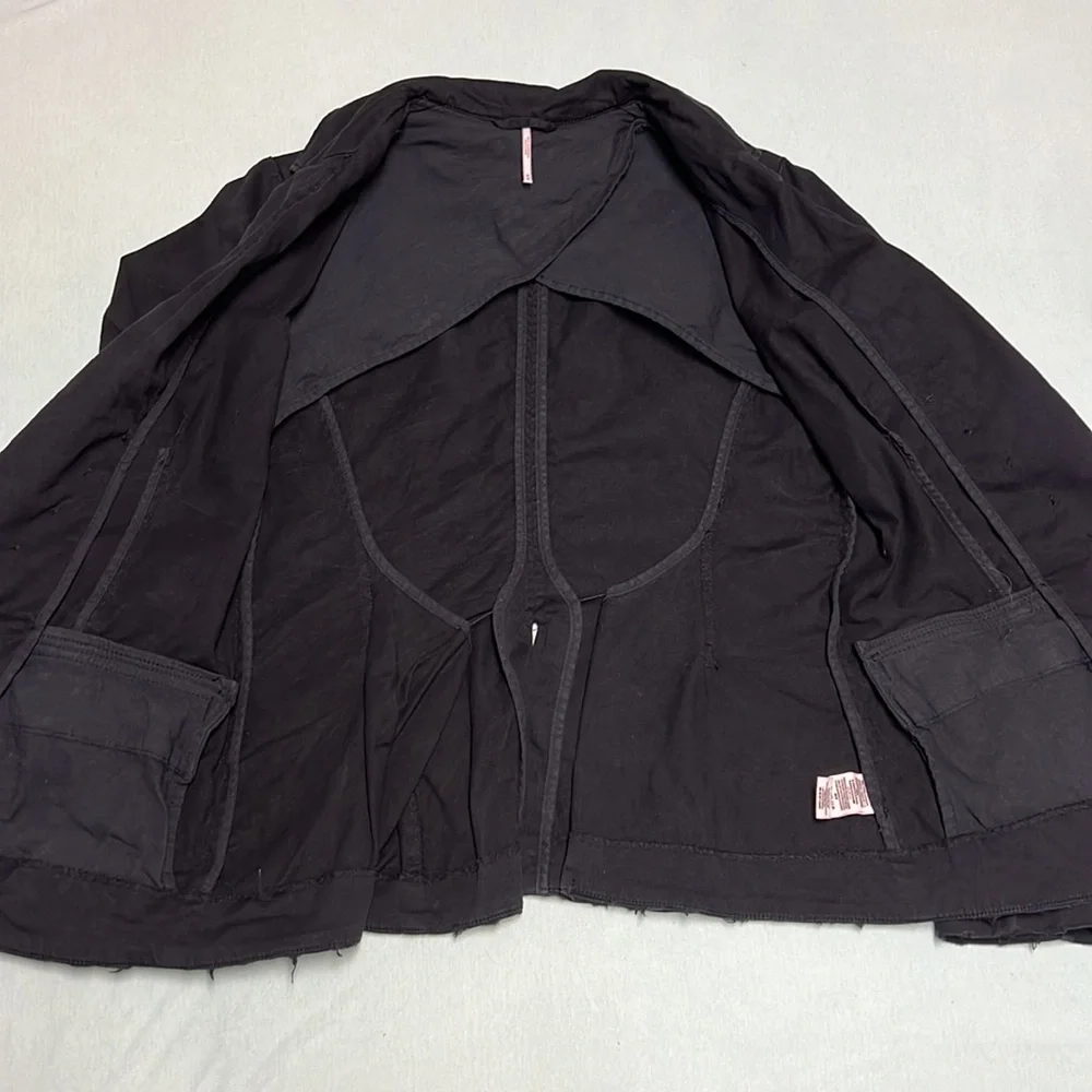 Free People Distressed Black Military Jacket - Medium - Picture 7 of 9
